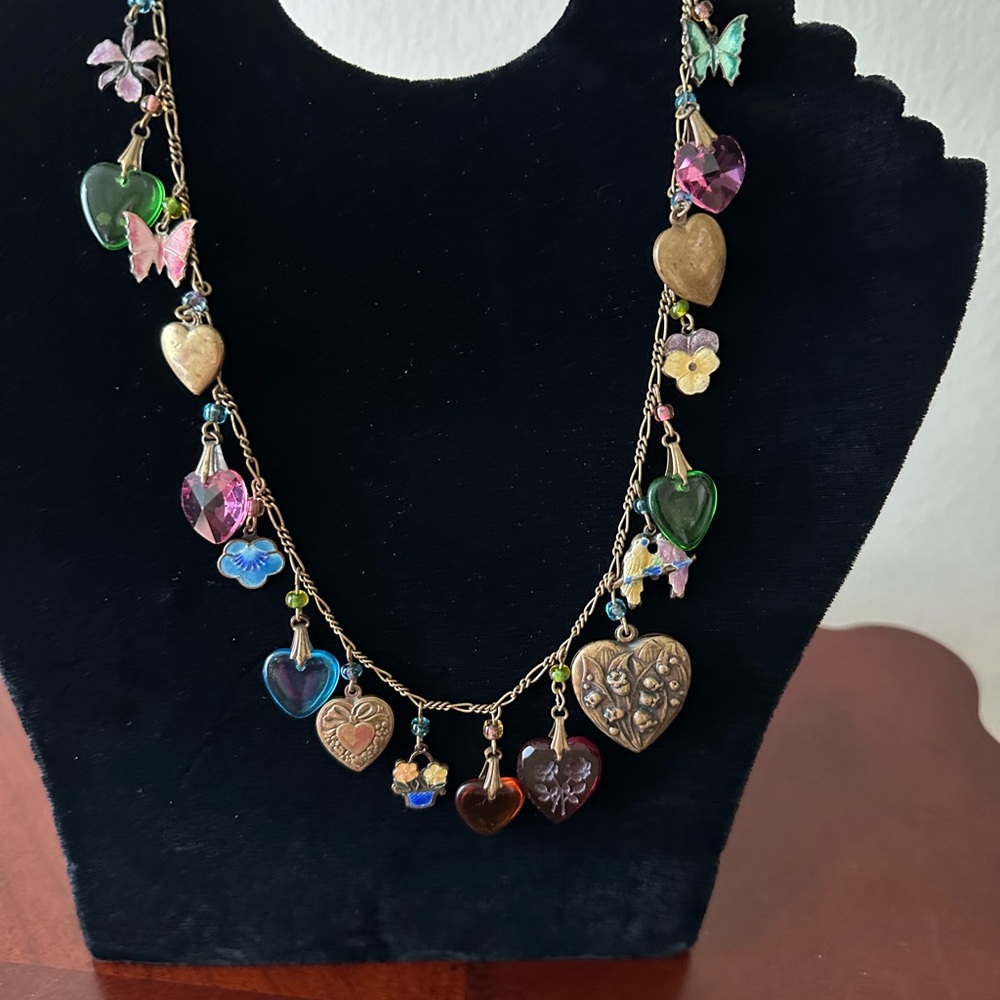 Multicolor Heart Charm Necklace